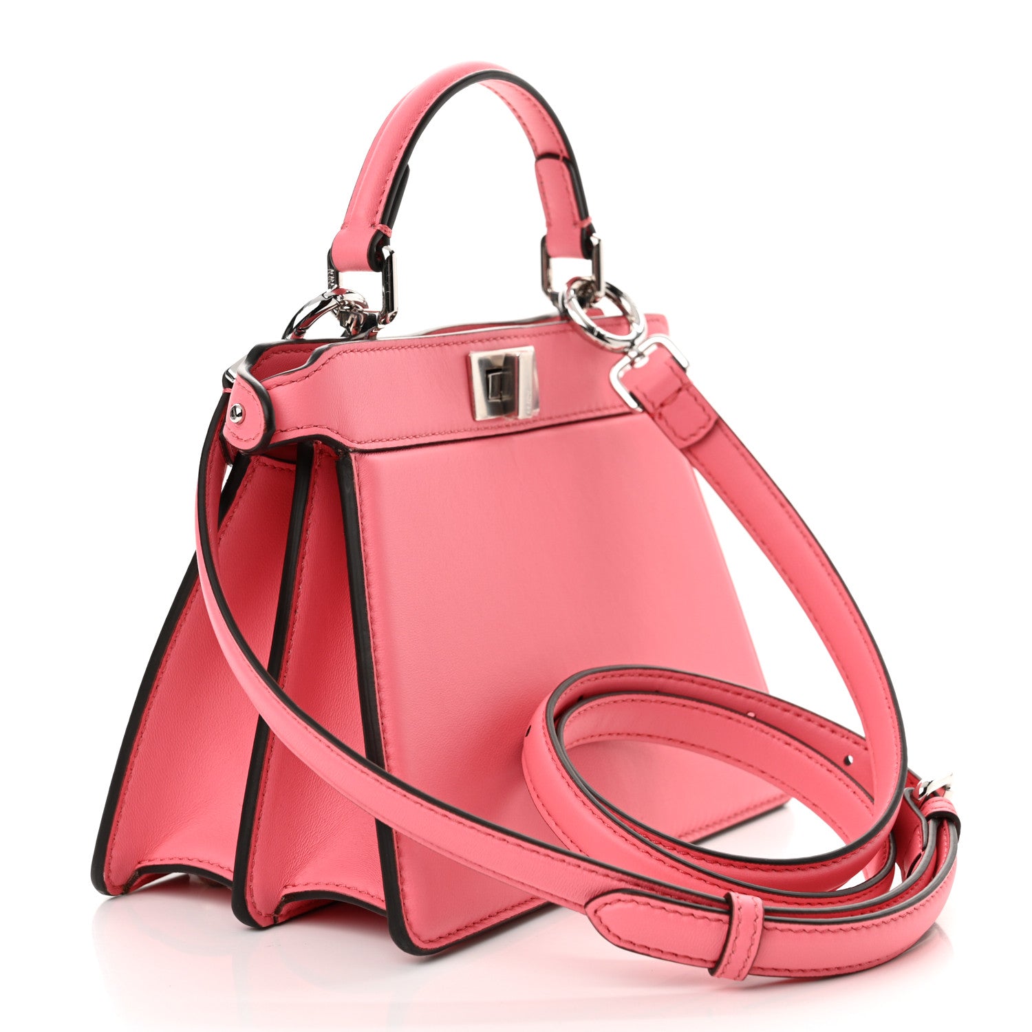 Fendi Shiny Nappa Petite Peekaboo I SEE U Satchel Pink Dalia 3 of 12