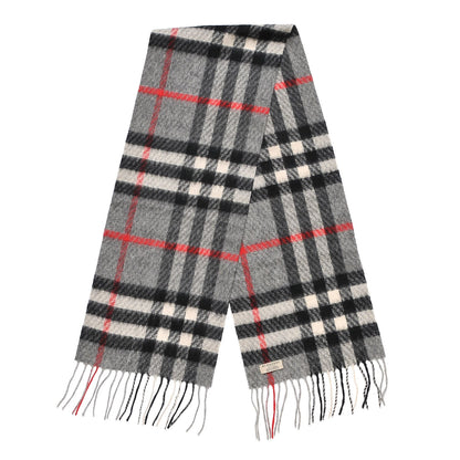Burberry Cashmere Giant Check Fringe Scarf Grey 3 of 4