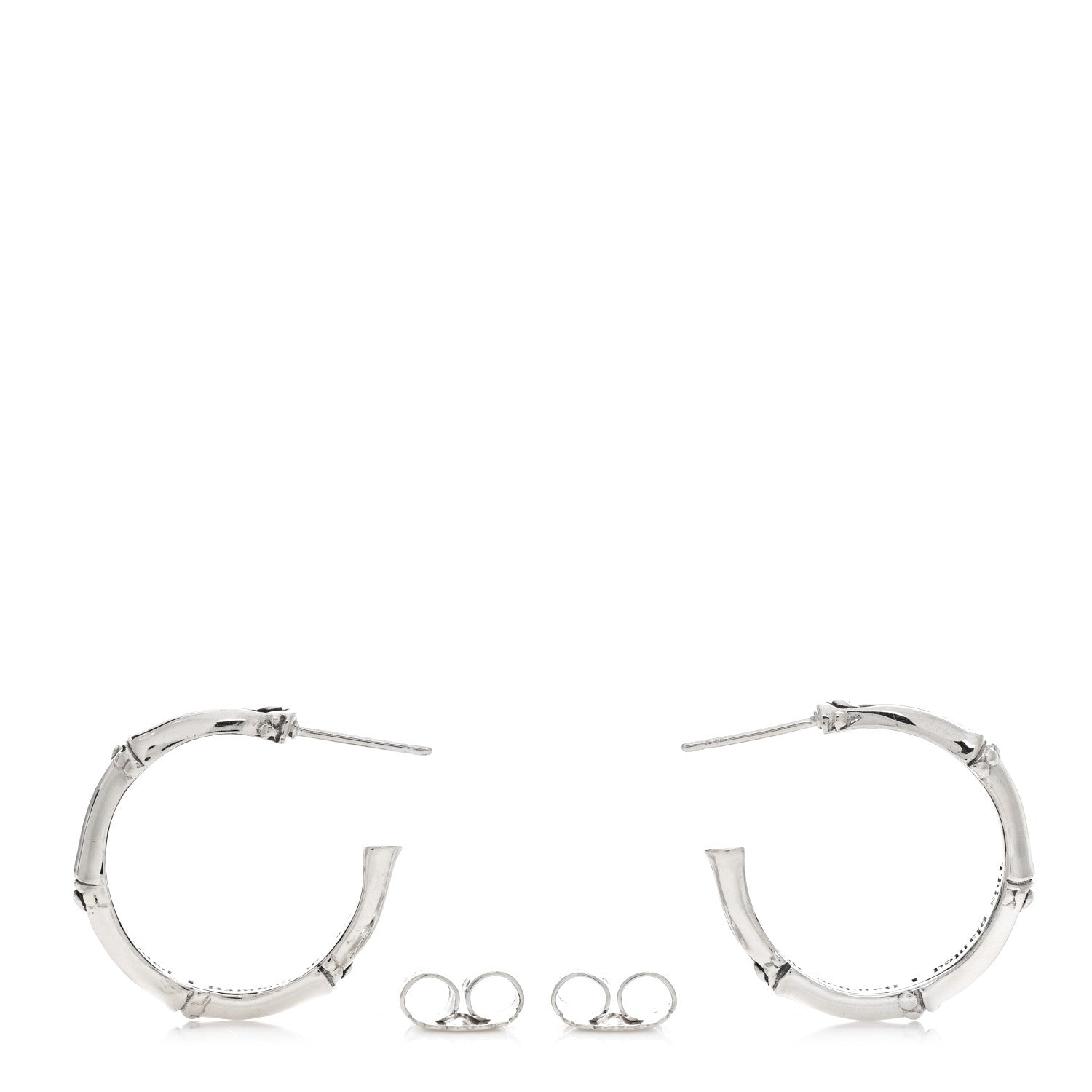 John Hardy Sterling Silver Small Bamboo Hoop Earrings 3 of 4