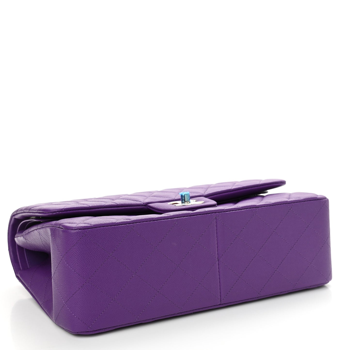 Caviar Quilted Jumbo Double Flap Dark Purple