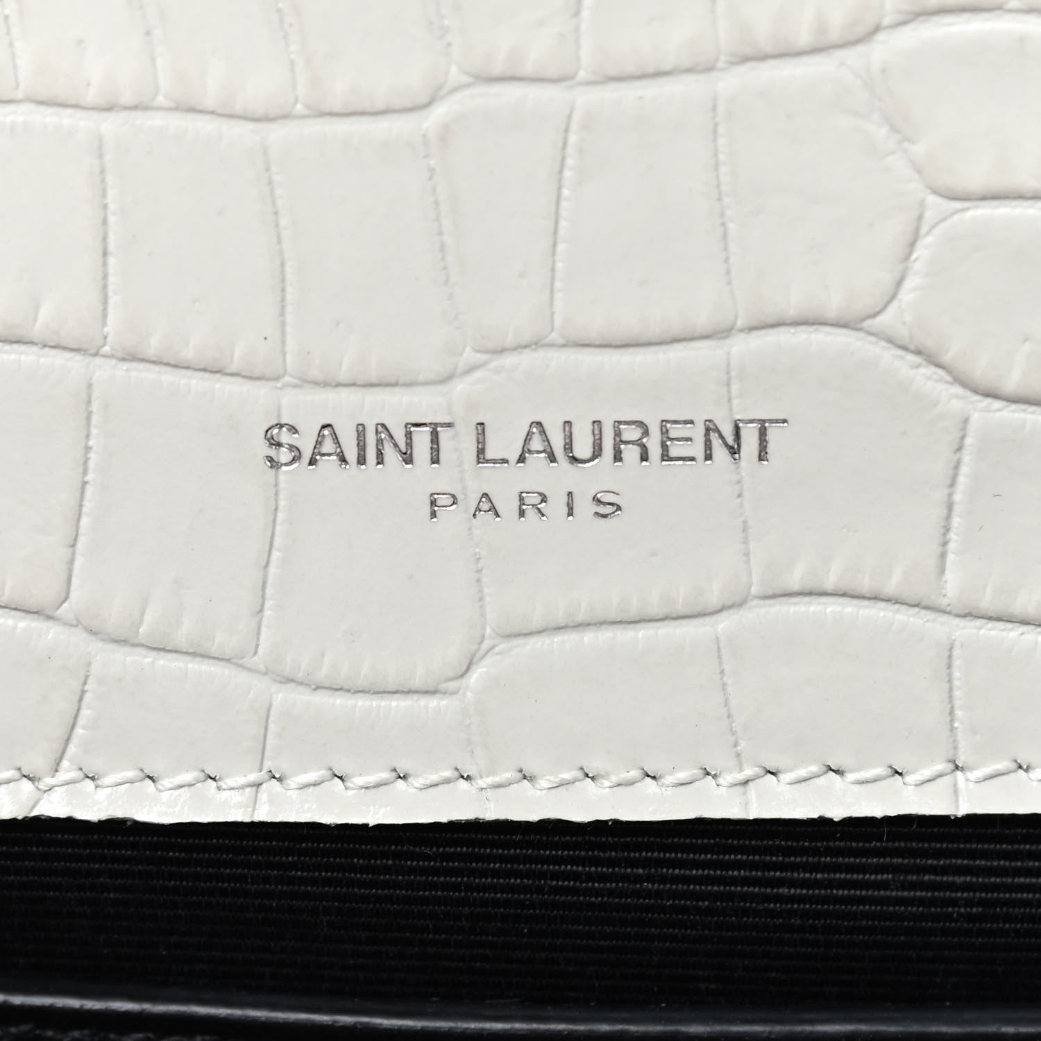 Saint Laurent Calfskin Crocodile Embossed Small Classic Monogram Kate Tassel Satchel Crema Soft 9 of 9