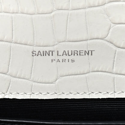 Saint Laurent Calfskin Crocodile Embossed Small Classic Monogram Kate Tassel Satchel Crema Soft 9 of 9
