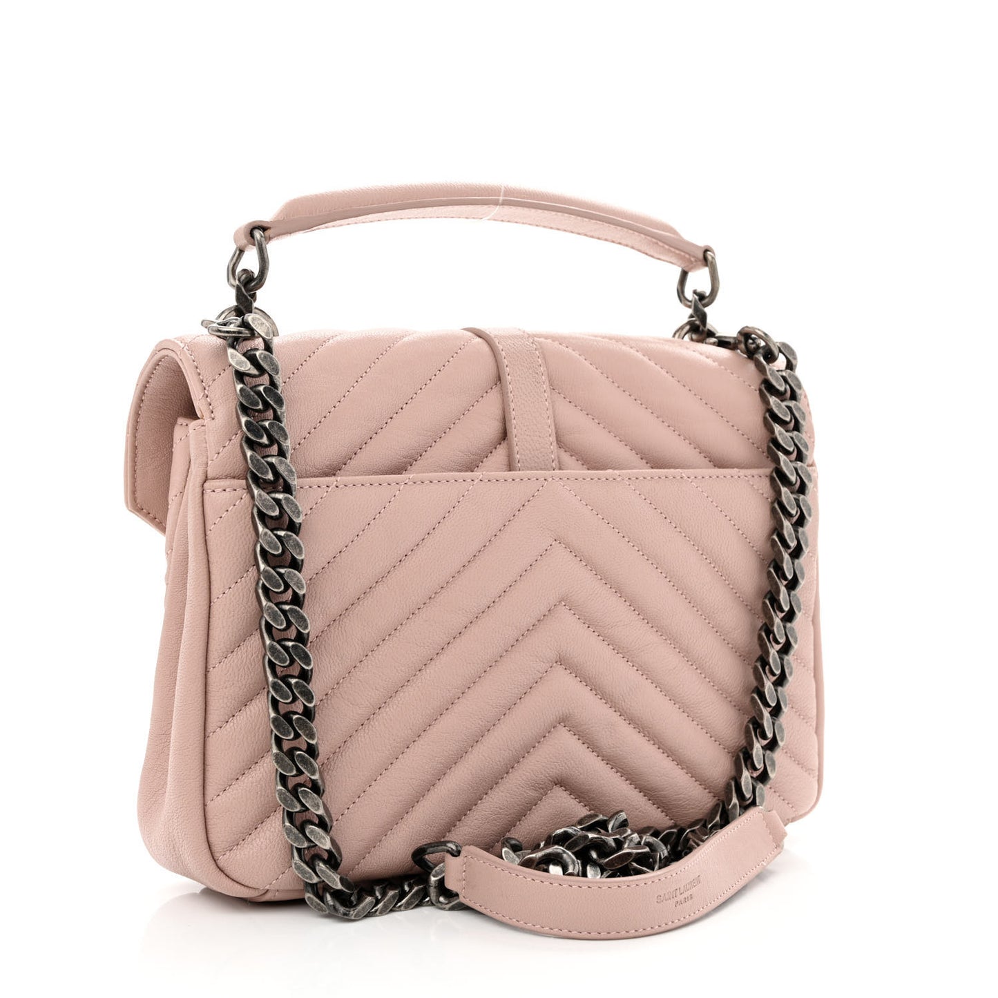 Sheepskin Matelasse Chevron Monogram Medium College Bag Rose Poudre