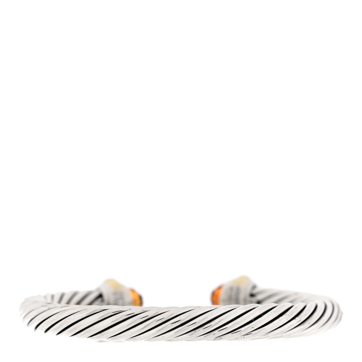 David Yurman Sterling Silver 14K Yellow Gold Citrine 7mm Cable Classics Bracelet 2 of 3