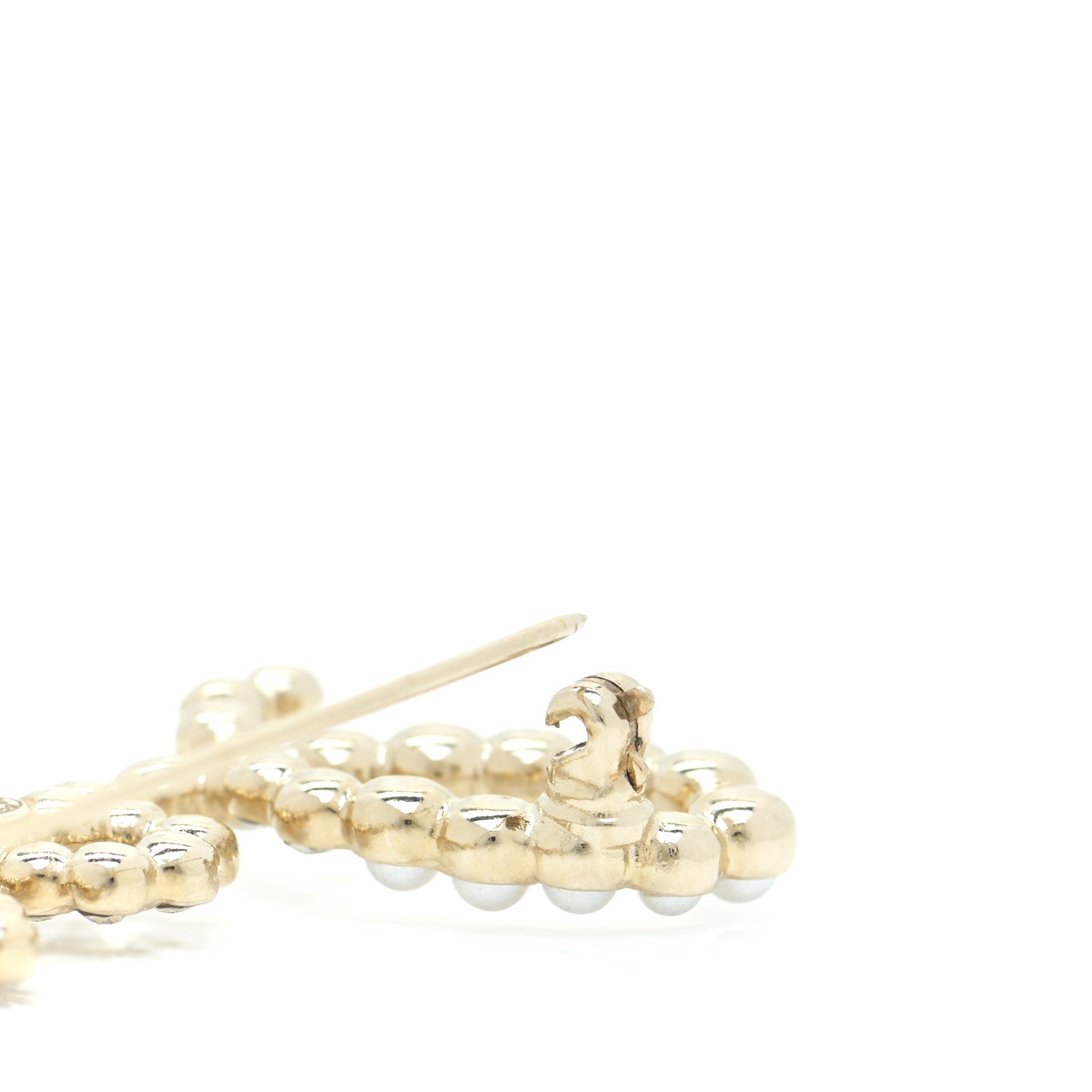 Chanel Metal Glass Swirling Pearls Brooch Pin Gold 10 of 10