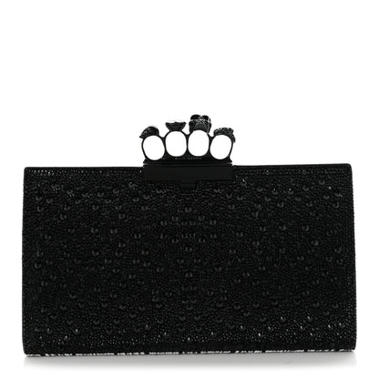 Alexander McQueen Crystal Jeweled Knuckle Flat Clutch Black 1 of 6