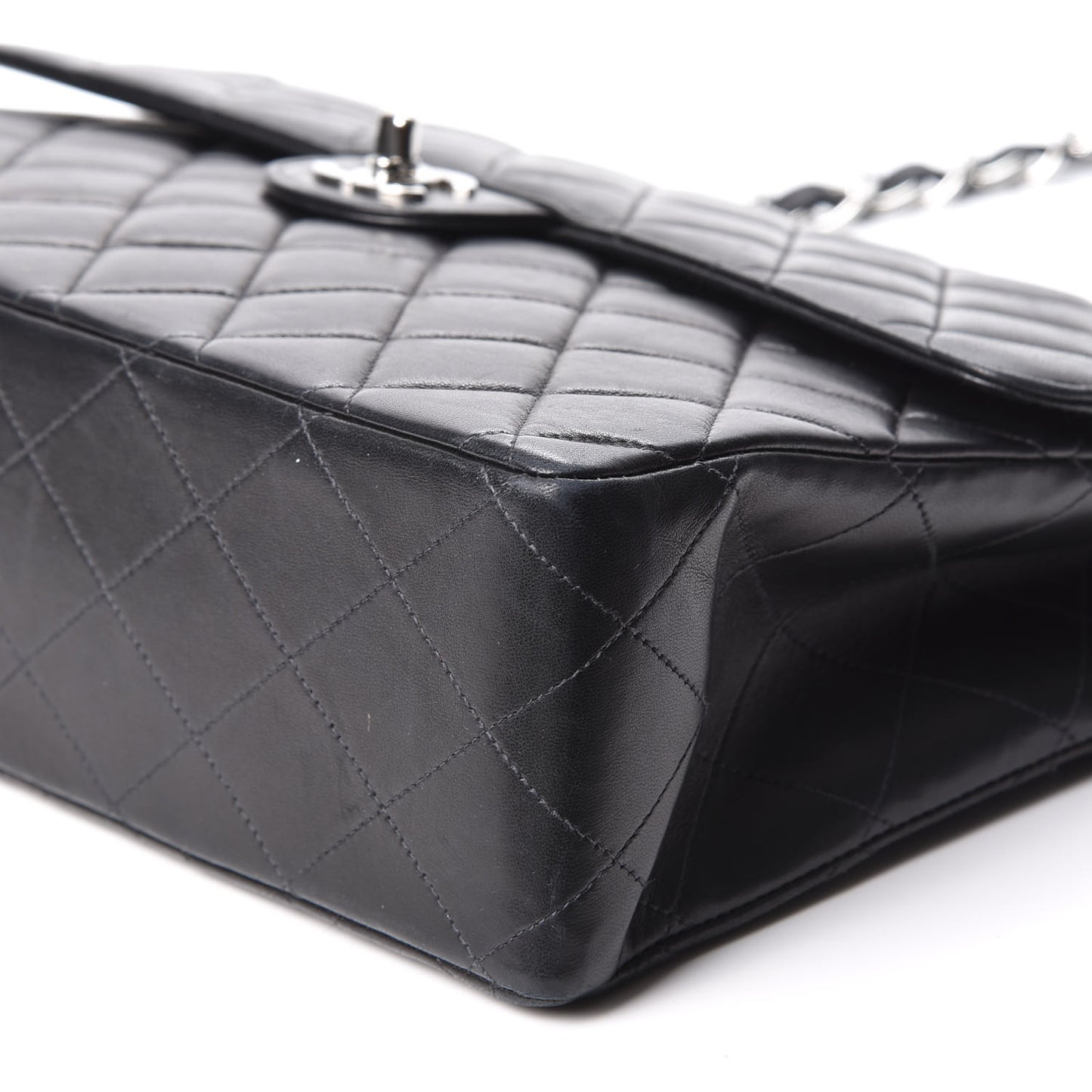 Lambskin Quilted Jumbo Single Flap Black