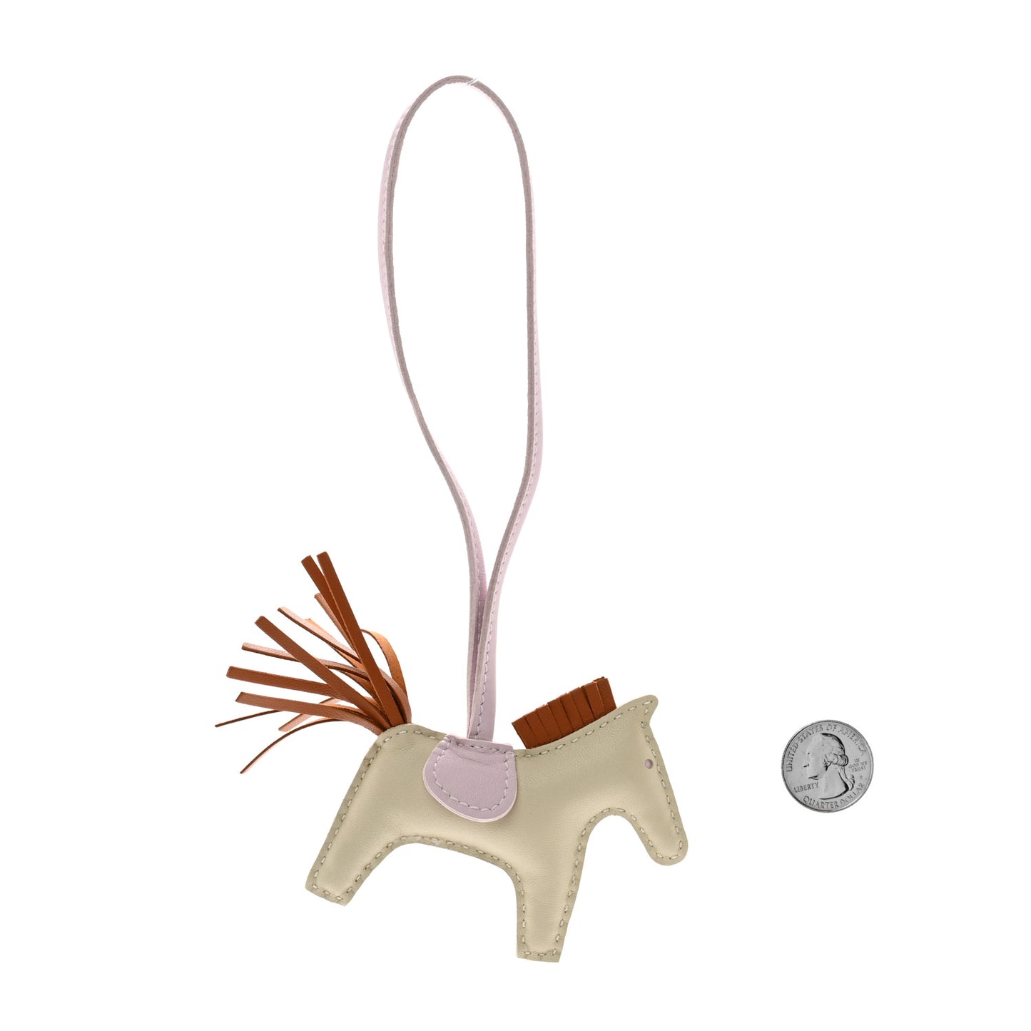 Milo Lambskin Grigri Rodeo Horse Bag Charm PM Craie Mauve Pale Gold