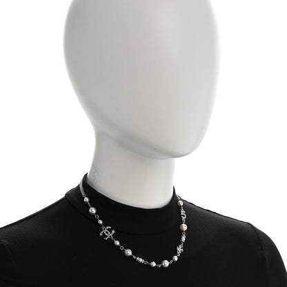 Chanel Crystal Pearl Star 5 CC Necklace Silver 2 of 6