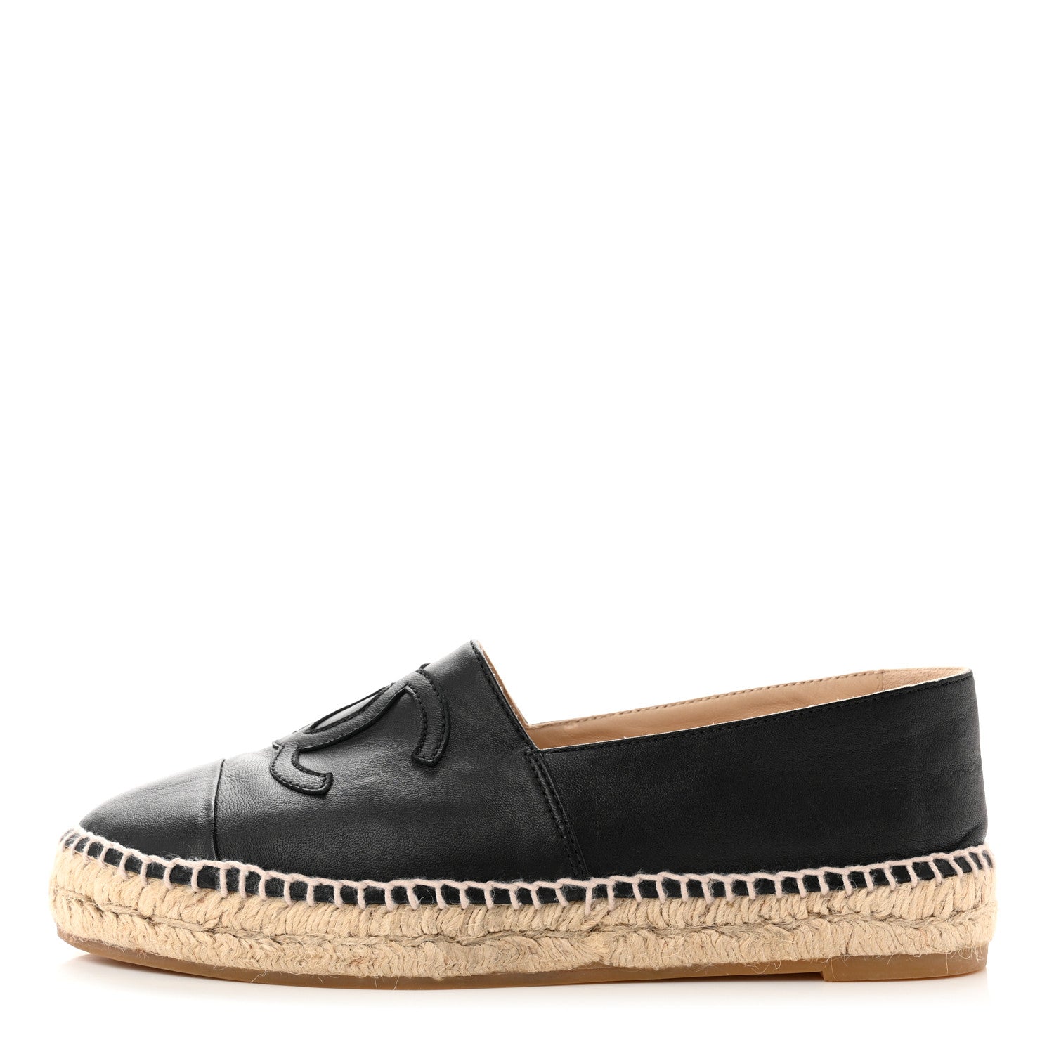 Chanel Lambskin CC Espadrilles 38 Black 1 of 9
