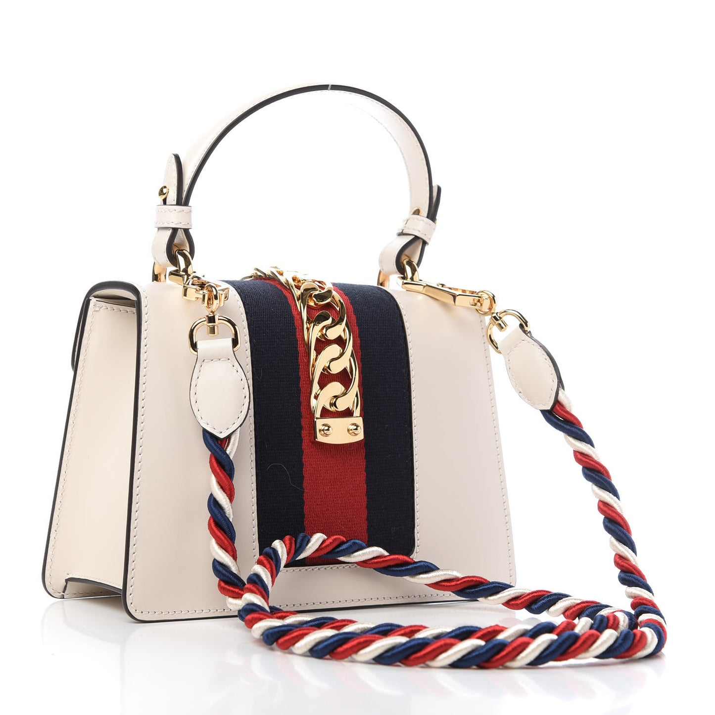 Calfskin Mini Sylvie Top Handle Bag White