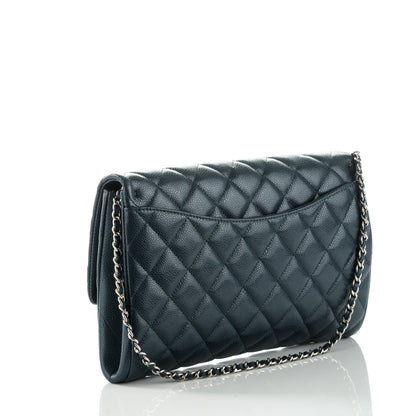Chanel Caviar Quilted Clutch With Chain Flap Blue 3 of 8