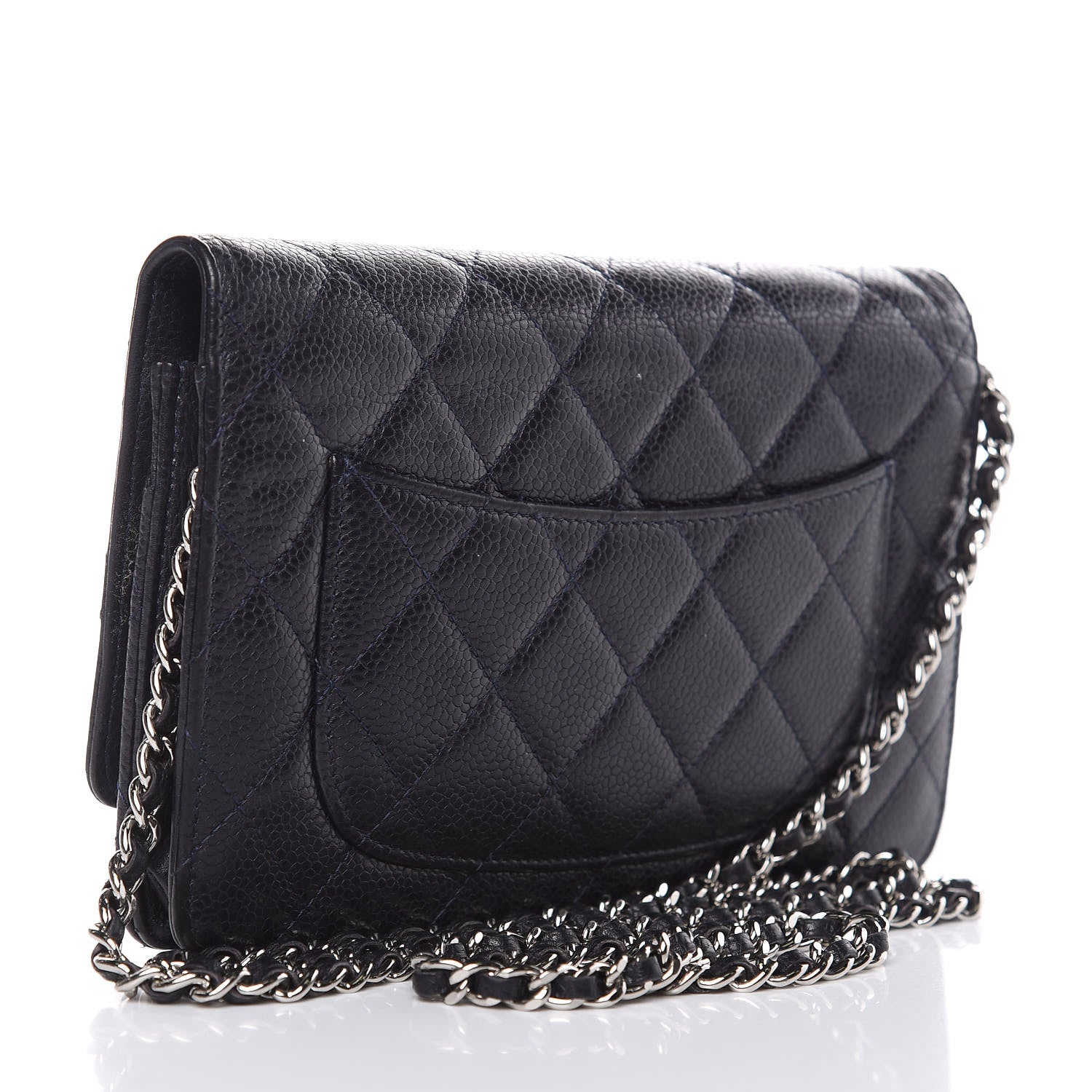 Chanel Caviar Quilted Wallet On Chain WOC Navy Blue 3 of 17