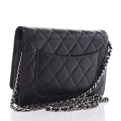 Chanel Caviar Quilted Wallet On Chain WOC Navy Blue 3 of 17