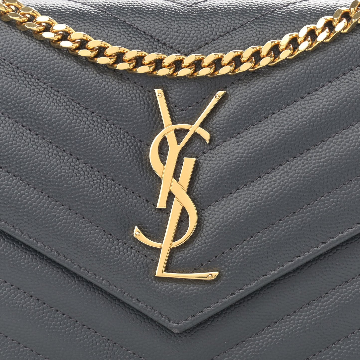 Grain De Poudre Matelasse Chevron Monogram Chain Wallet Dark Smog