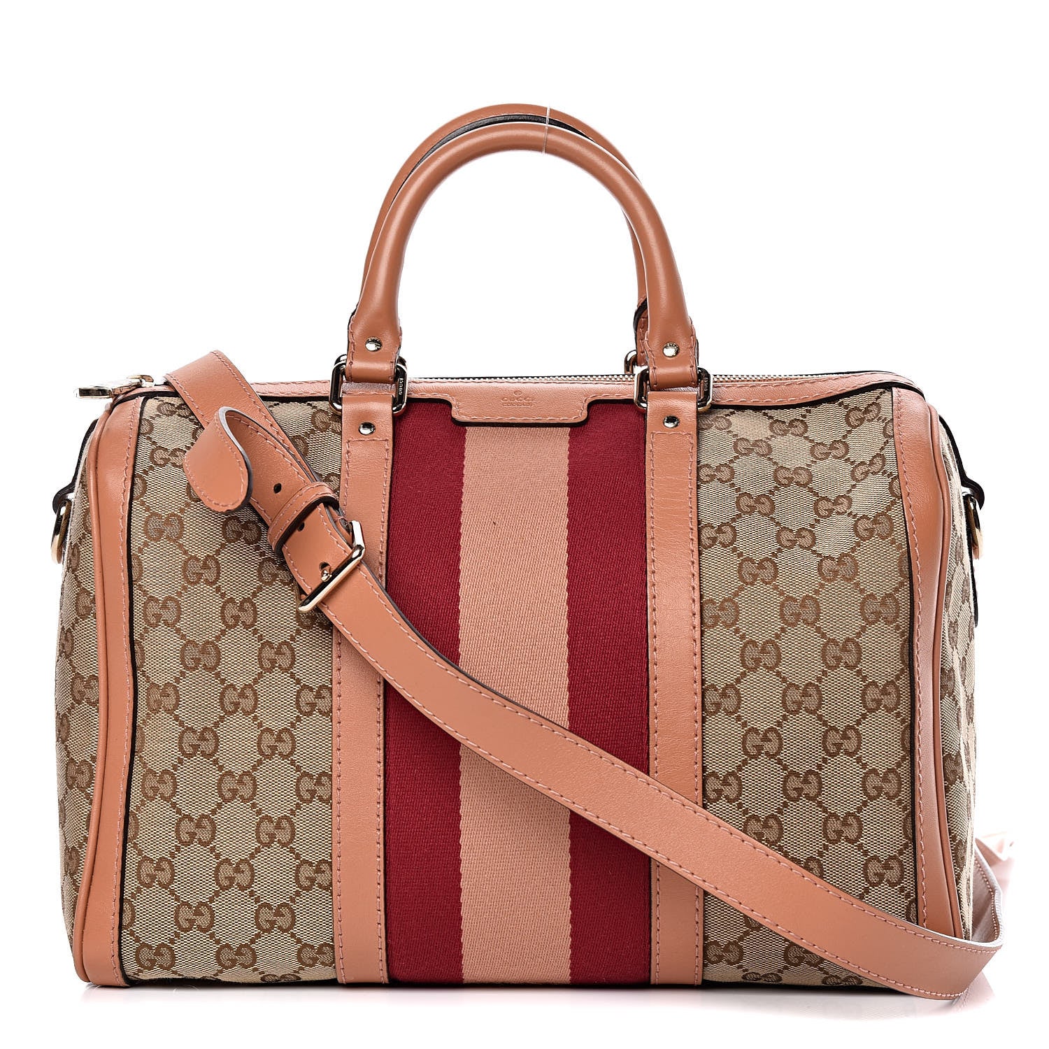 Gucci Monogram Vintage Web Medium Boston Pink 1 of 12