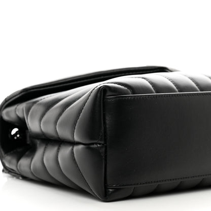 Saint Laurent Calfskin Y Quilted Monogram Monochrome Small Loulou Chain Satchel Black 9 of 10