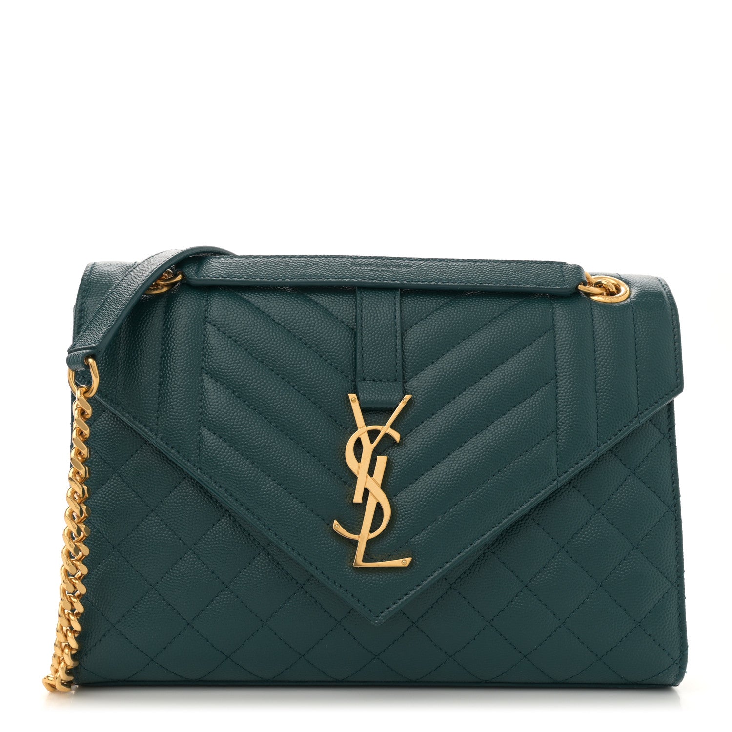 Saint Laurent Grain De Poudre Textured Mixed Matelasse Triquilt Medium Monogram Satchel Sea Turquoise 1 of 11