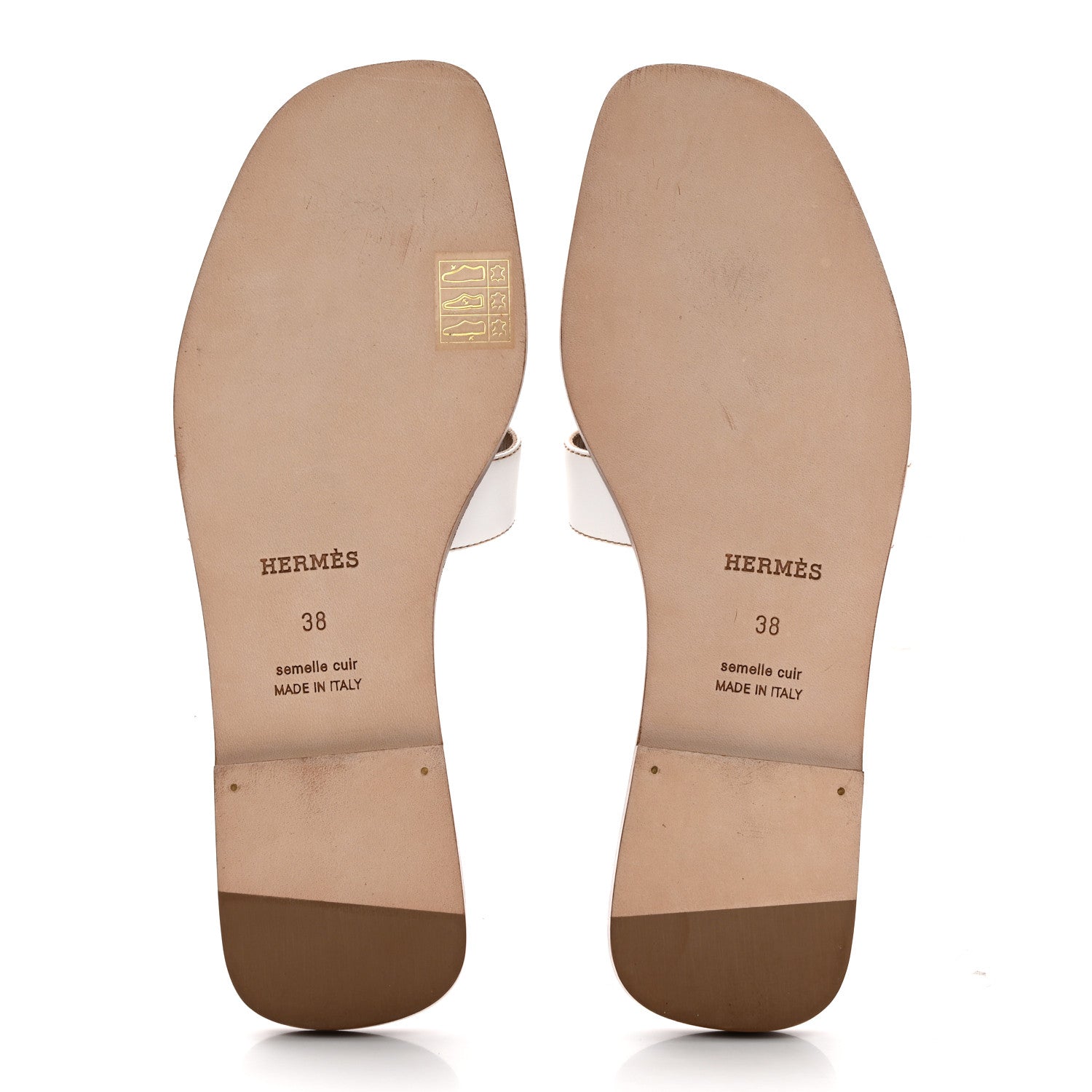 Hermes Box Calfskin Oran Sandals 38 White 5 of 10