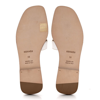 Hermes Box Calfskin Oran Sandals 38 White 5 of 10