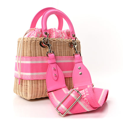 Christian Dior Wicker Oblique Medium Lady Dior Bag Fluorescent Pink 3 of 10