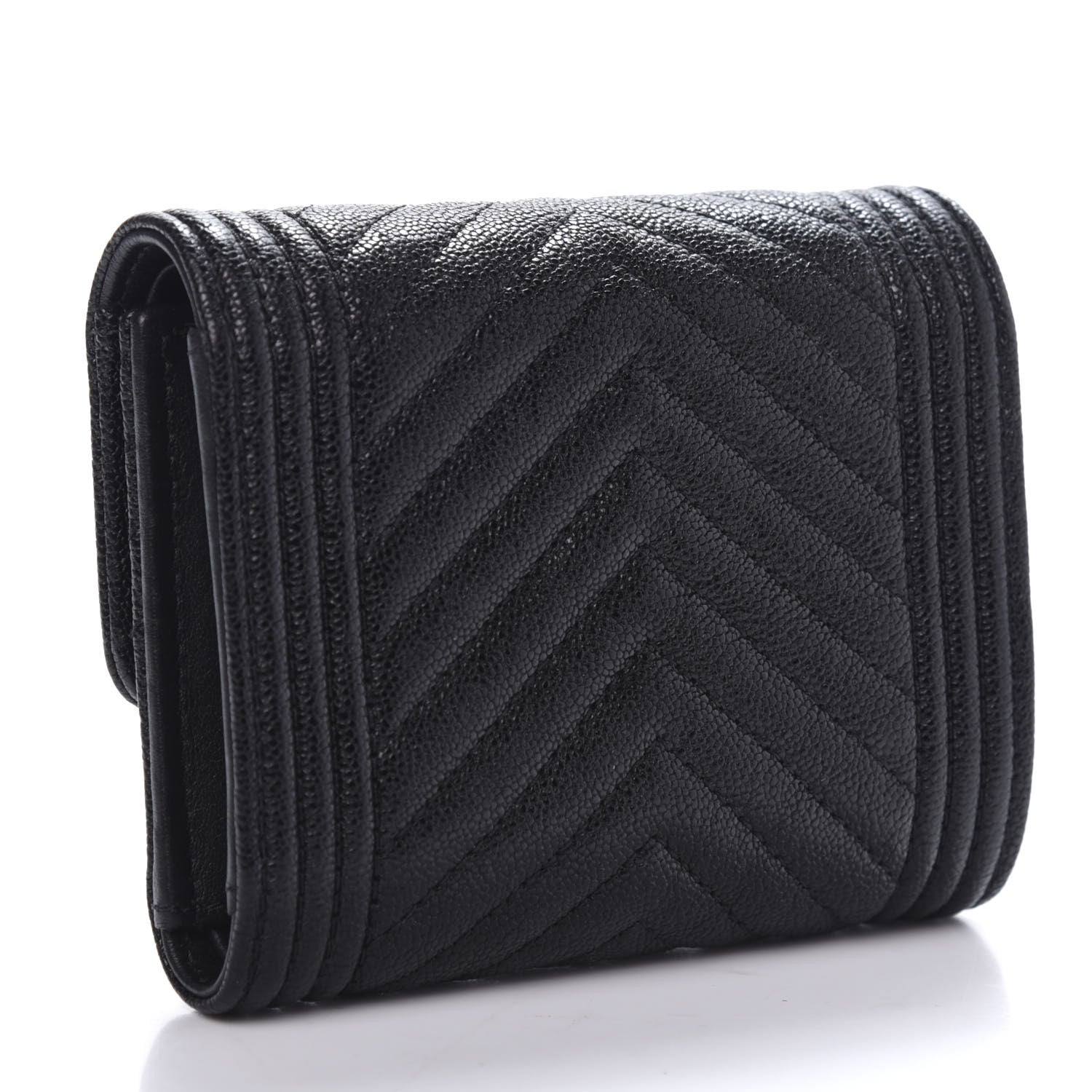 Chanel Caviar Chevron Quilted Boy Compact Wallet Black 3 of 9