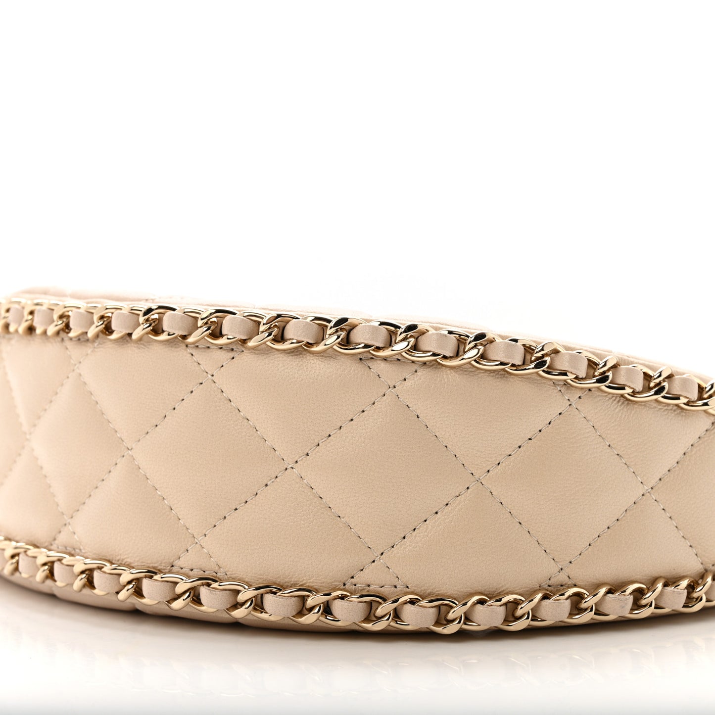 Lambskin Quilted Small Hobo Bag Light Beige