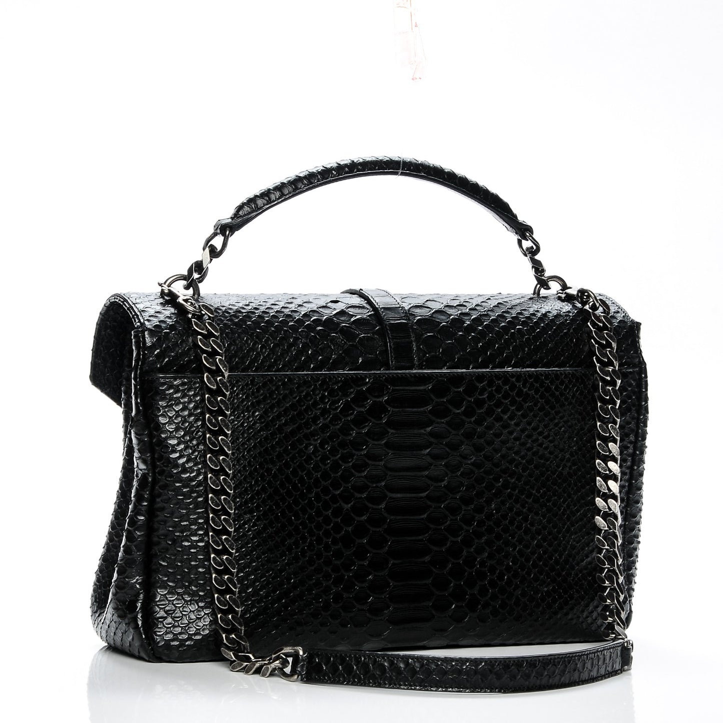 Snake Calfskin Embossed Monogram Large College Satchel Black