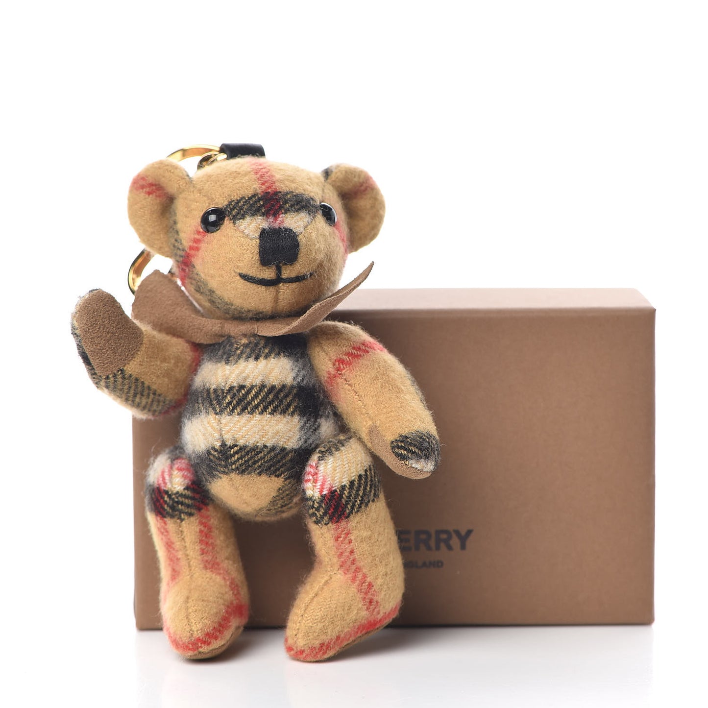 Cashmere Vintage Check Thomas Bear Bag Charm Antique Yellow