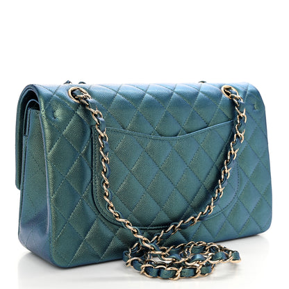 Chanel Iridescent Caviar Quilted Medium Double Flap Green 3 of 11