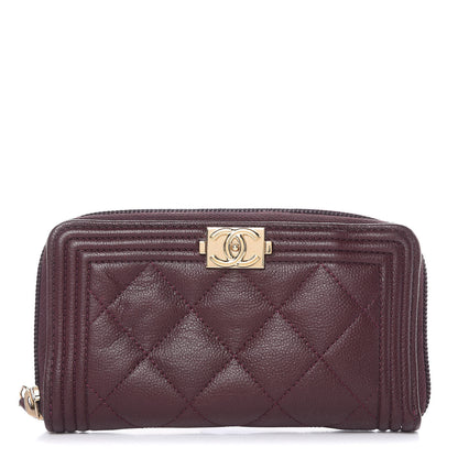 Chanel Caviar Quilted Small Boy Zip Around Wallet Dark Purple 1 of 15