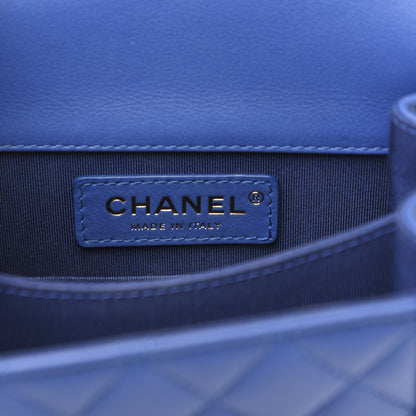 Chanel Calfskin Quilted North South Boy Flap Blue 5 of 10