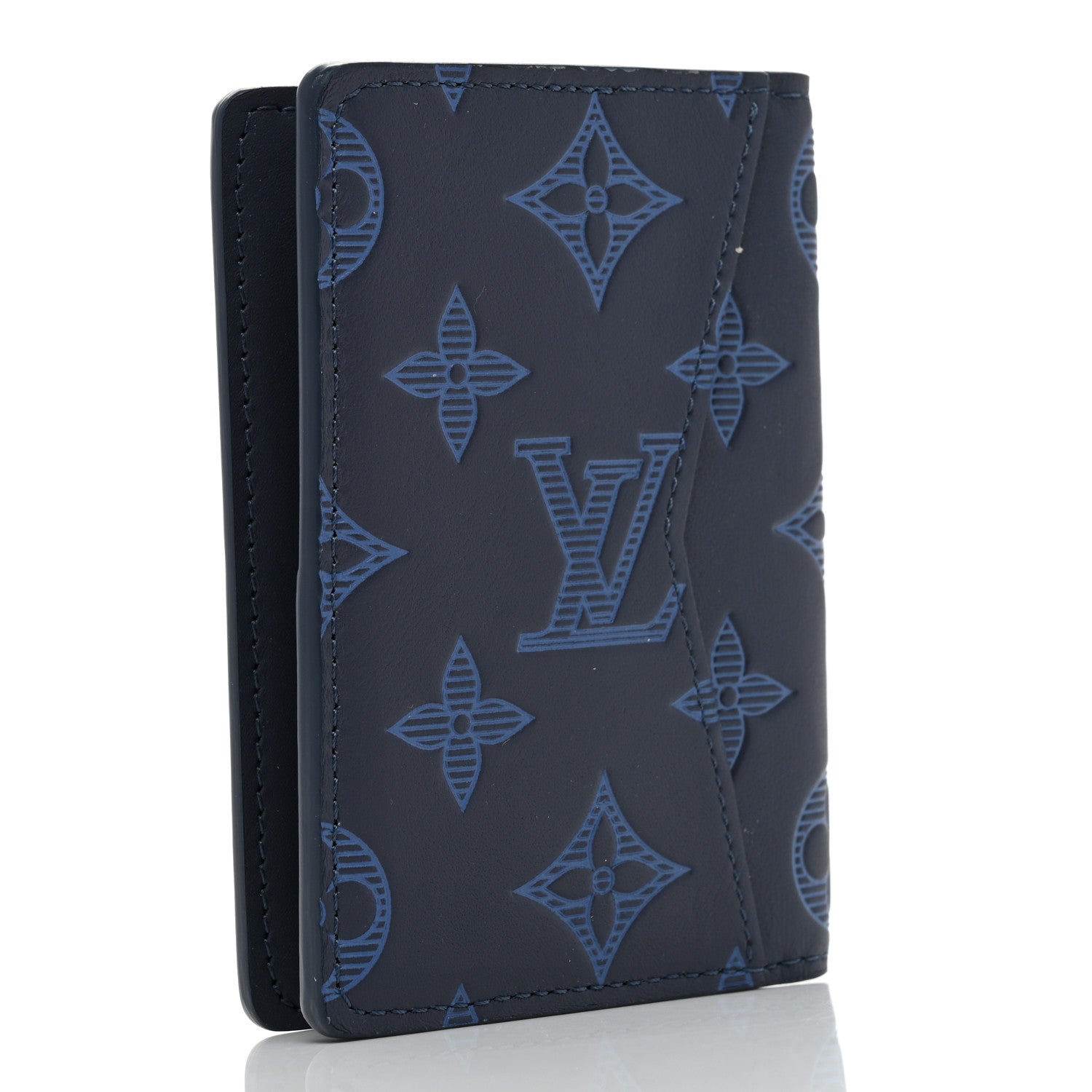 Louis Vuitton Calfskin Monogram Shadow Pocket Organizer Blue 3 of 6