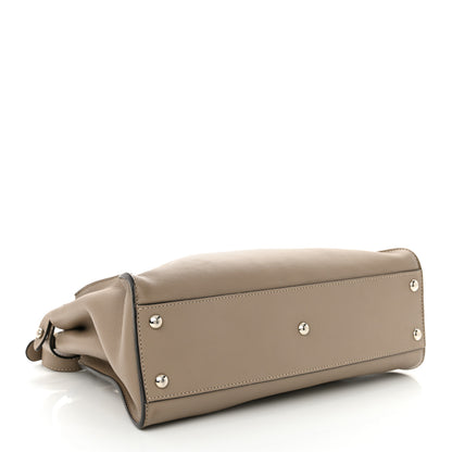 Fendi Vitello Seta Shiny Nappa Elaphe Medium Peekaboo Iconic Satchel Tortora Natural Ebano 4 of 12