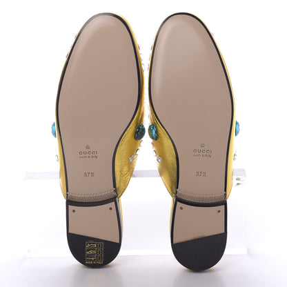 Gucci Metallic Nappa Crystal Womens Princetown Slippers 37.5 Gold 6 of 11