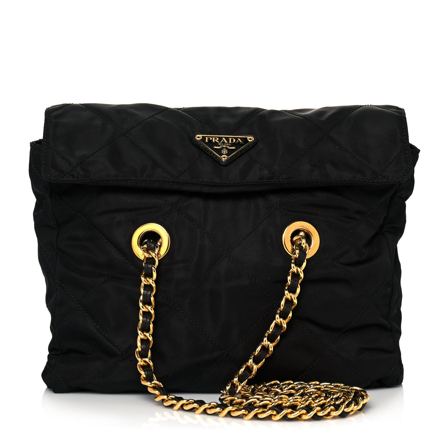 Prada Nylon Tessuto Impuntu Quilted Flap Shoulder Bag Black 1 of 12