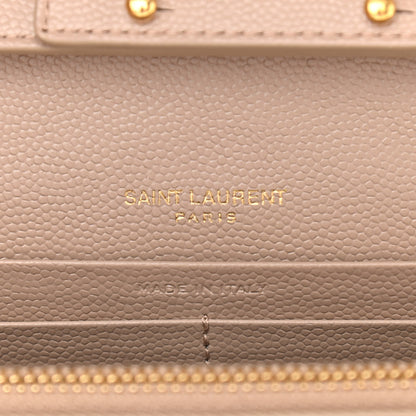 Saint Laurent Grain De Poudre Matelasse Chevron Monogram Chain Wallet Dark Beige 6 of 12