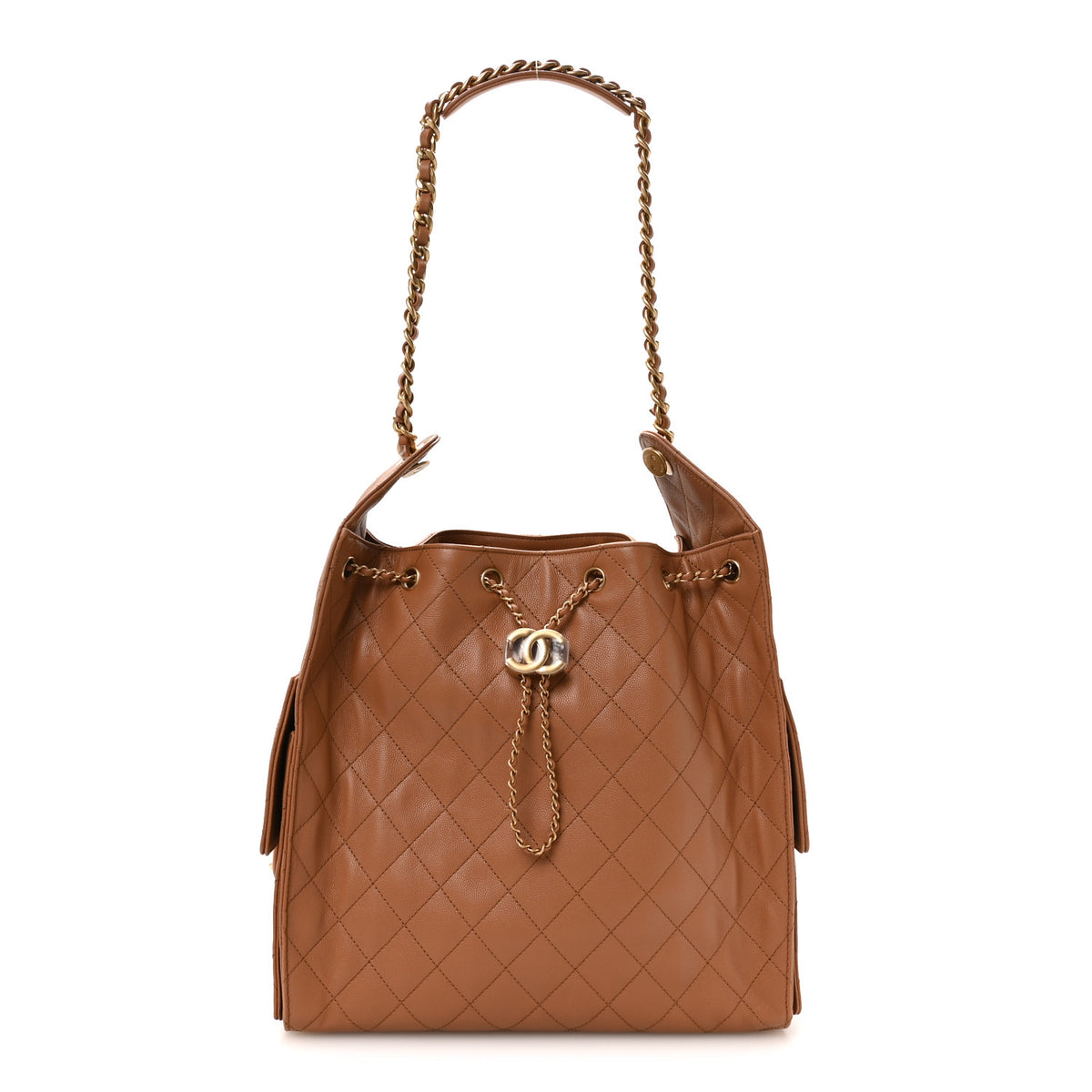 Caviar Quilted Medium Chanel 25 Handbag Brown