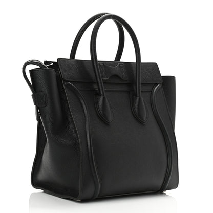 Celine Drummed Calfskin Mini Luggage Black 3 of 9