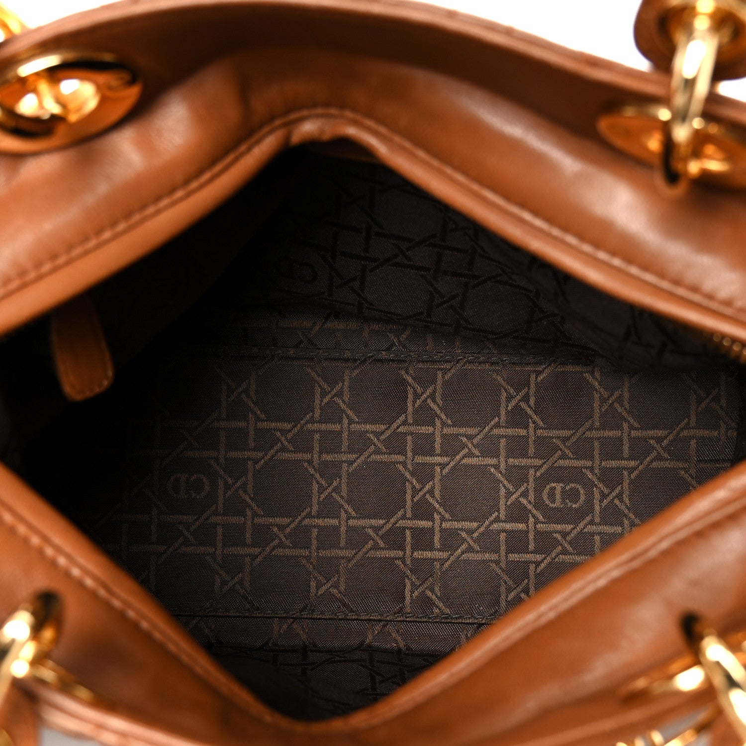 Christian Dior Lambskin Cannage Medium Lady Dior Tan 5 of 12