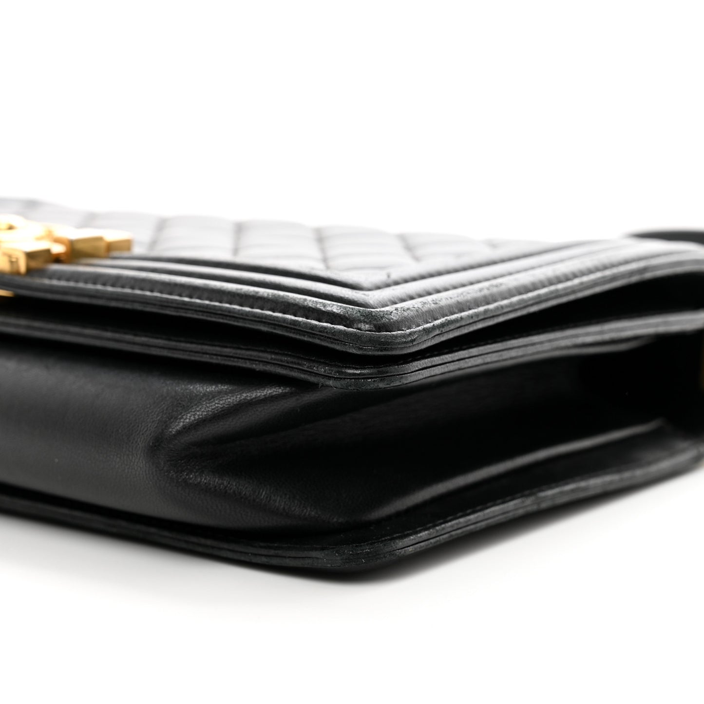 Lambskin Quilted Medium Boy Flap Black