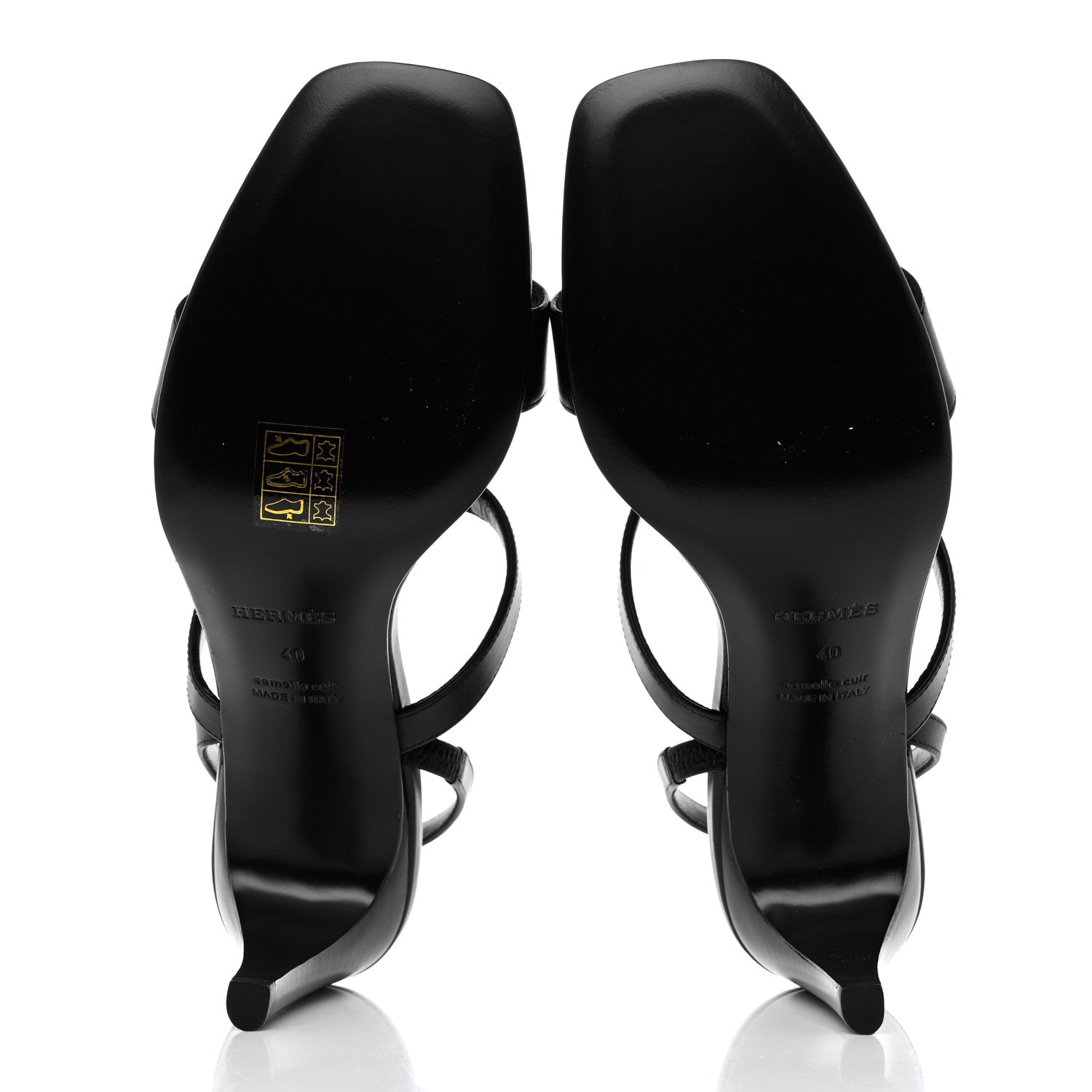 Hermes Calfskin Glamour 75 Sandals 40 Black 5 of 9