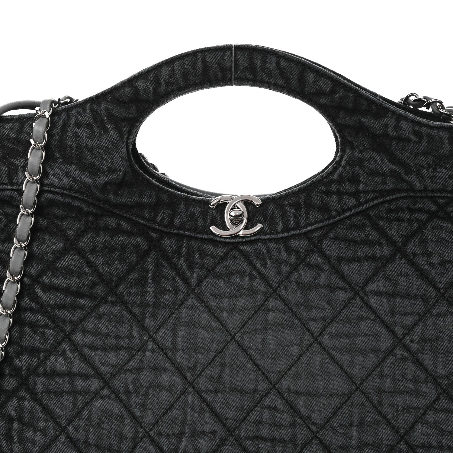 Chanel Denim Quilted 31 Denimpression Shopping Bag Grey Black 8 of 10