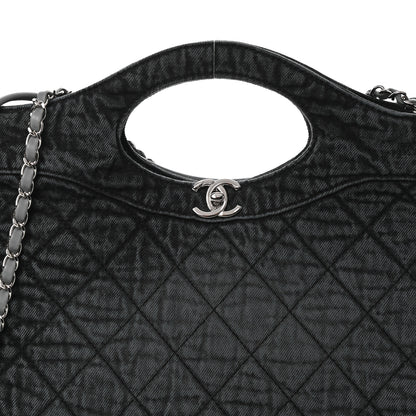 Chanel Denim Quilted 31 Denimpression Shopping Bag Grey Black 8 of 10
