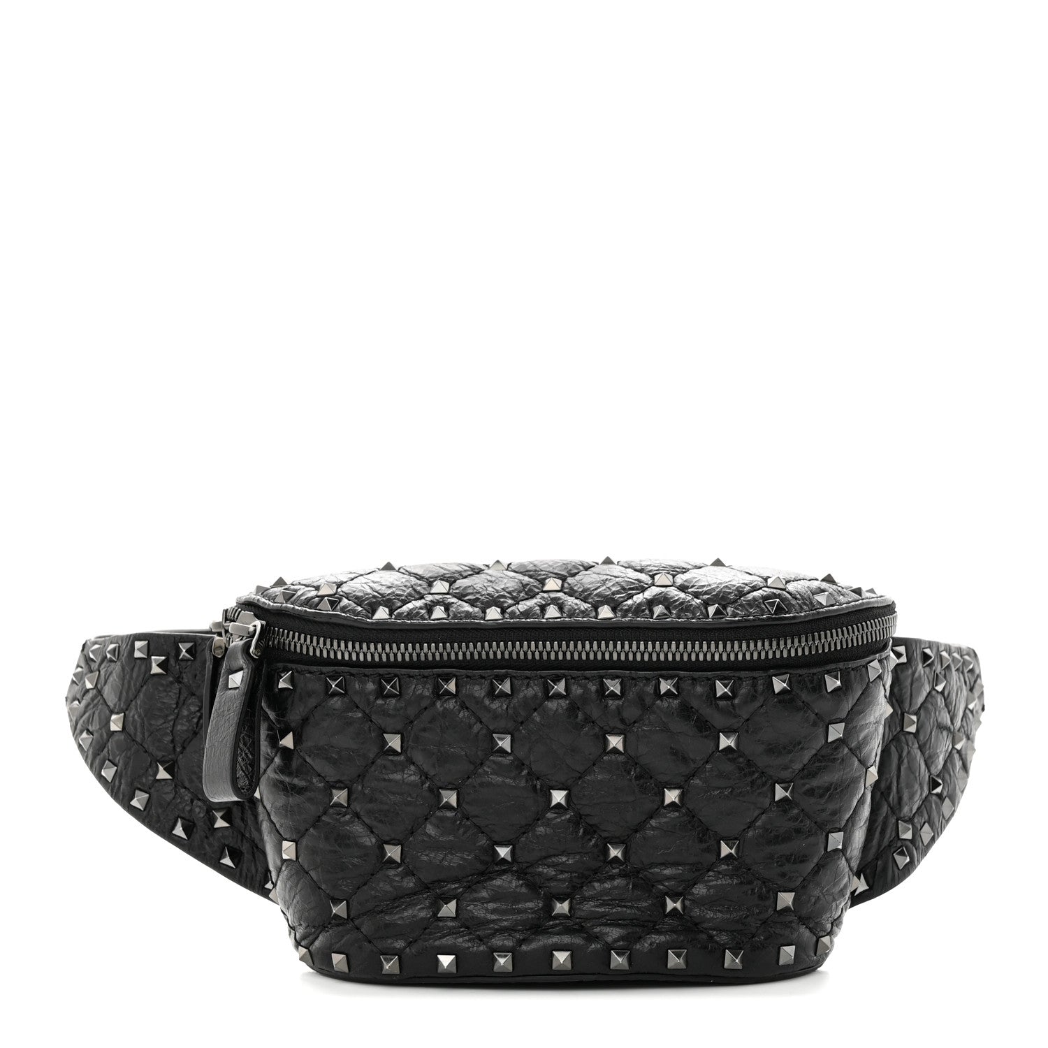Valentino Garavani Craquele Nappa Rockstud Spike Belt Bag Black 1 of 10