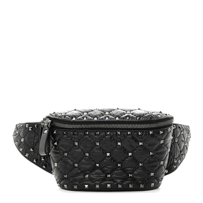 Valentino Garavani Craquele Nappa Rockstud Spike Belt Bag Black 1 of 10