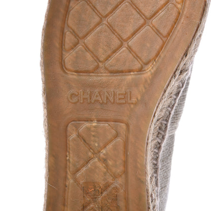 Chanel Linen Sequin CC Espadrilles 37 Beige Black 8 of 11