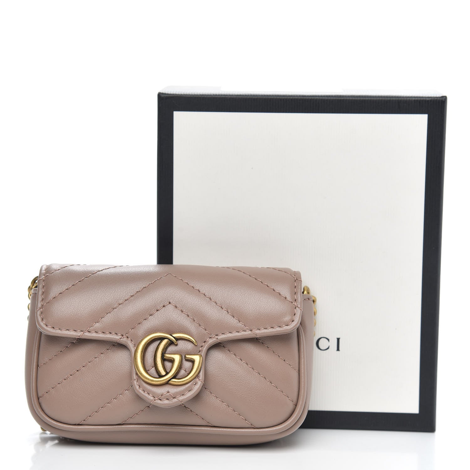 Gucci Calfskin Matelasse Heart GG Marmont 2.0 Coin Purse On A Chain Porcelain Rose 9 of 9