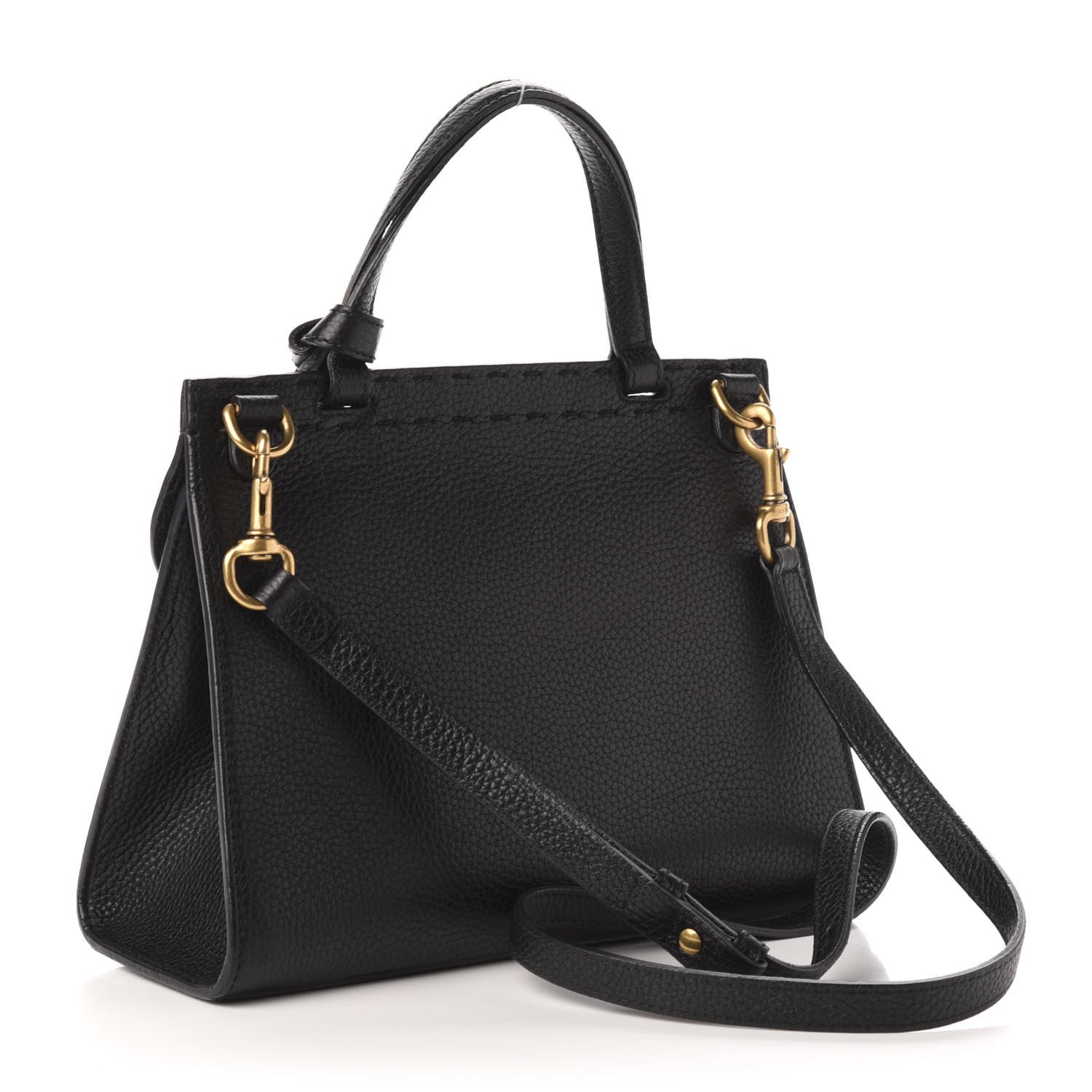 Gucci Calfskin Mini GG Marmont Top Handle Bag Black 3 of 15