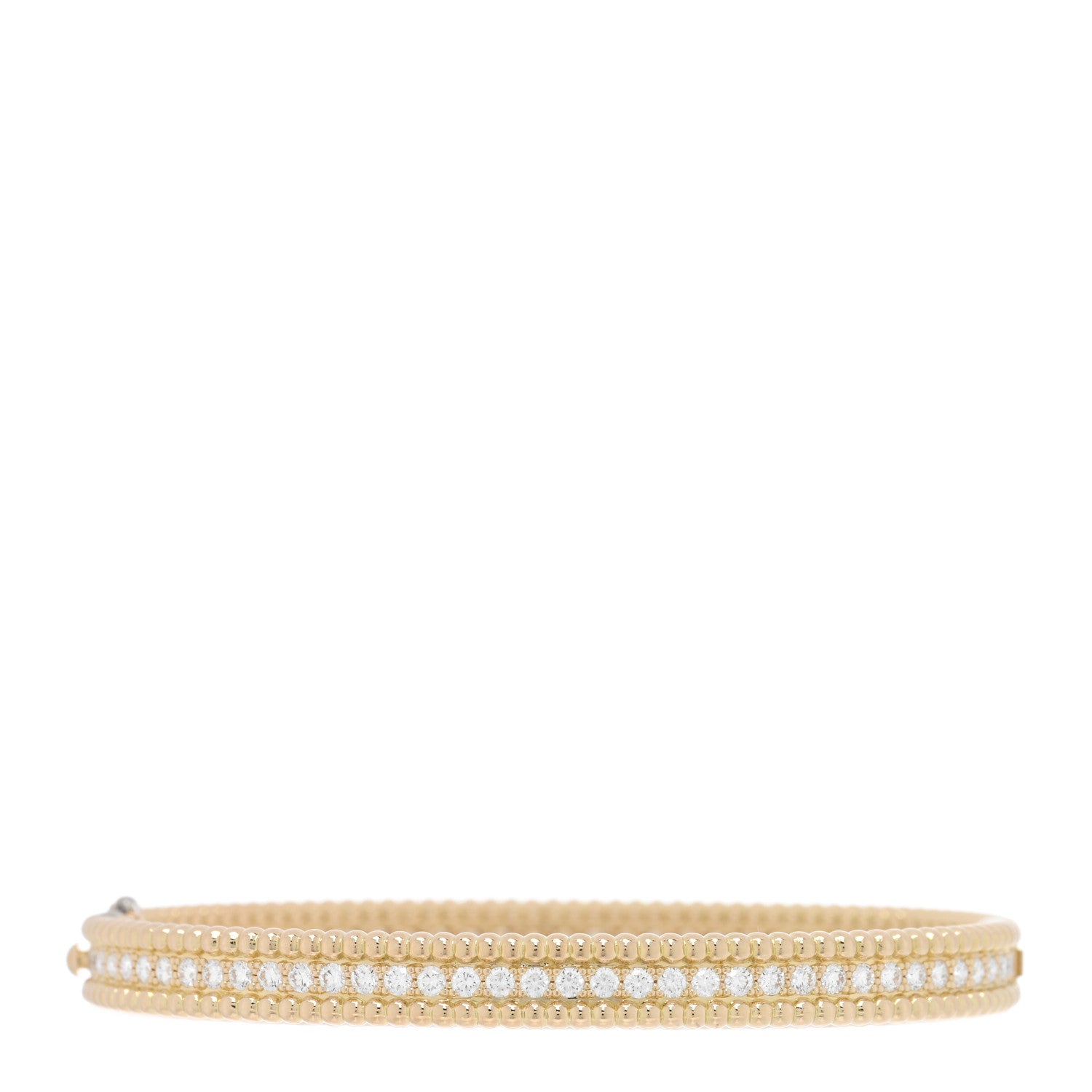 Van Cleef & Arpels 18K Yellow Gold Diamond Perlee 1-Row Bangle Bracelet S 1 of 4